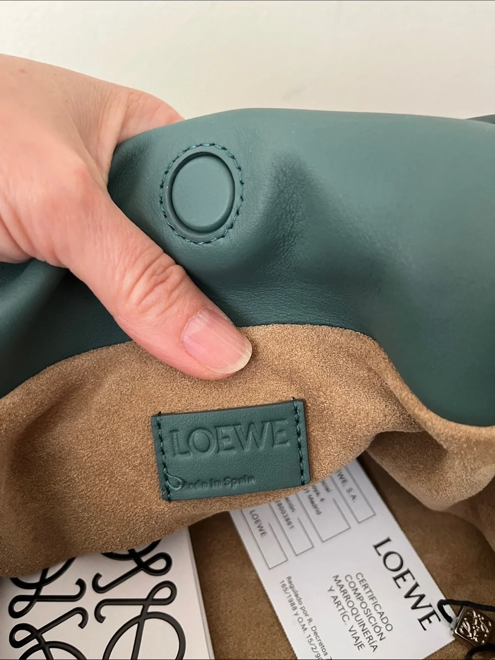 Brand New Loewe Dark Green Flamenco Knot Shoulder Bag